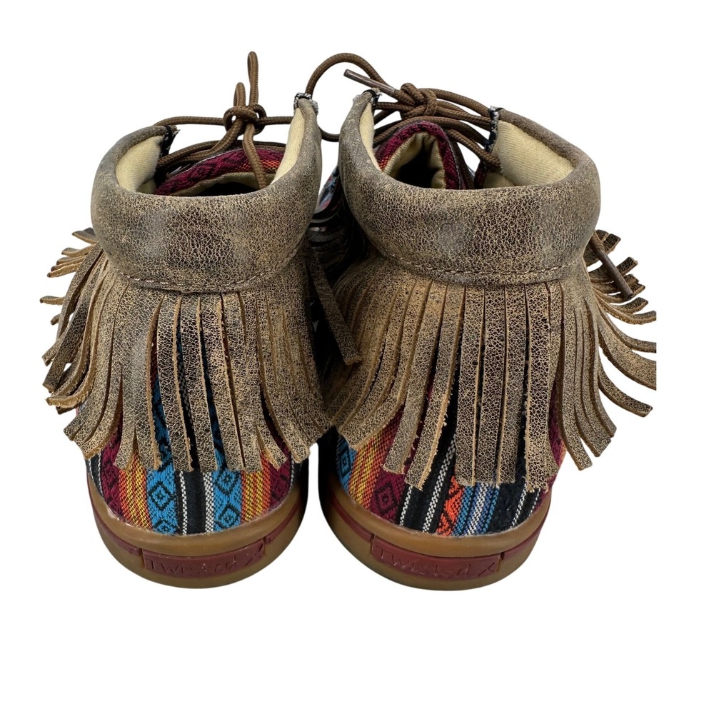 Twisted X Women's Serape Fringe Chukka Driving Moc Multi Color WCA0021 Size 10M - Picture 6 of 8